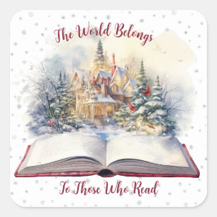 The World Belongs To Those Who Read Snowflake Square Sticker