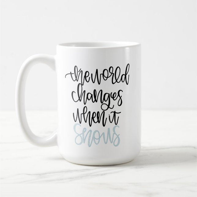 The world changes when it snows stars hollow mug (Left)