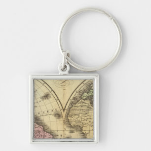 The World double hemisphere map Key Ring