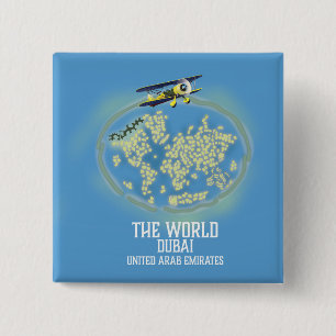 The World Dubai United Arab Emirates map 15 Cm Square Badge