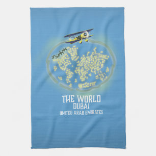 The World Dubai United Arab Emirates map Tea Towel