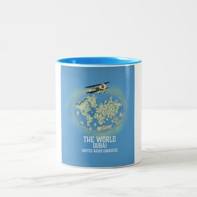 The World Dubai United Arab Emirates map Two-Tone Coffee Mug (Center)