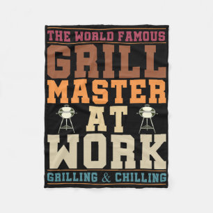 The World Famous Grill Master At Work Funny Bbq Rb Fleece Blanket
