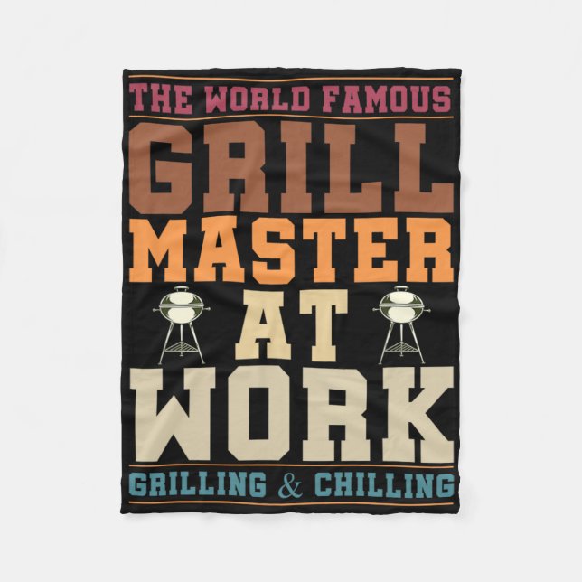 The World Famous Grill Master At Work Funny Bbq Rb Fleece Blanket (Front)