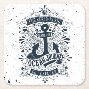 The World Is Big - Go Explore Square Paper Coaster