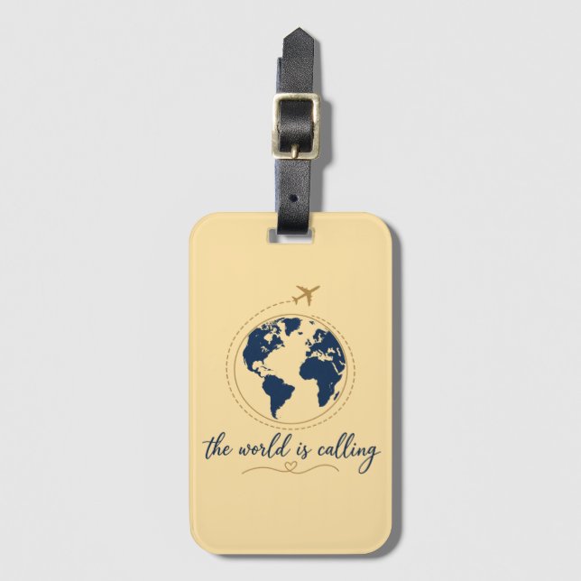 The World Is Calling Luggage Tag (Front Vertical)