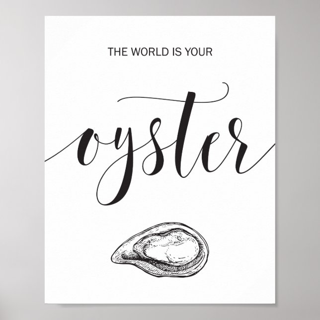 The World is Your Oyster Calligraphy Inspirational Poster (Front)