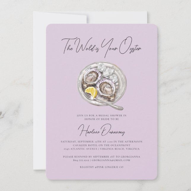 The World is Your Oyster Elegant Bridal Shower  Invitation (Front)