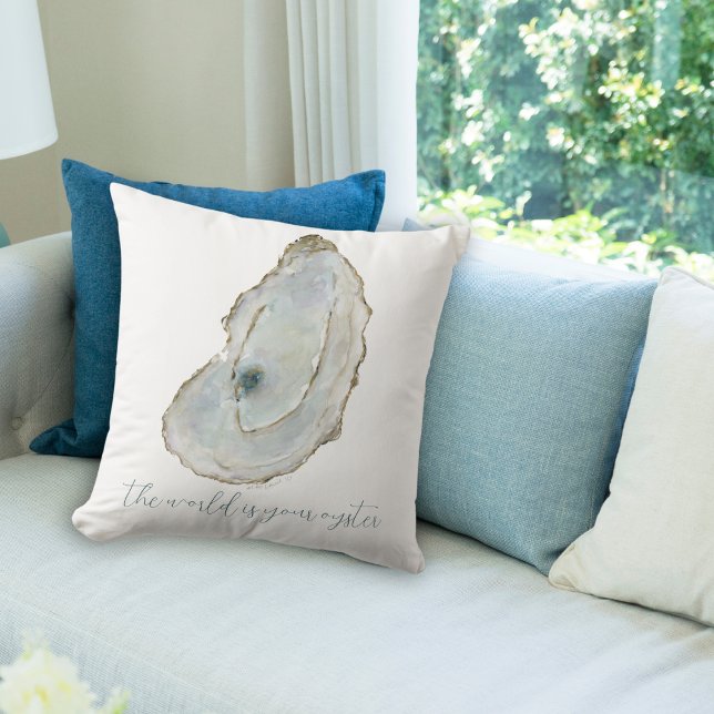The World is Your Oyster  Watercolor Oyster Cushion (Creator Uploaded)