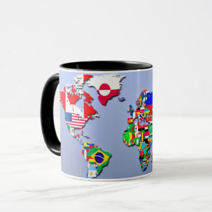 The World Map With Their Flags Mug