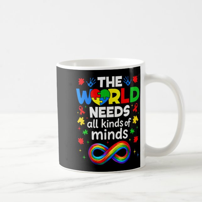 The World Needs All Kinds Of Minds Autism Awarenes Coffee Mug (Right)