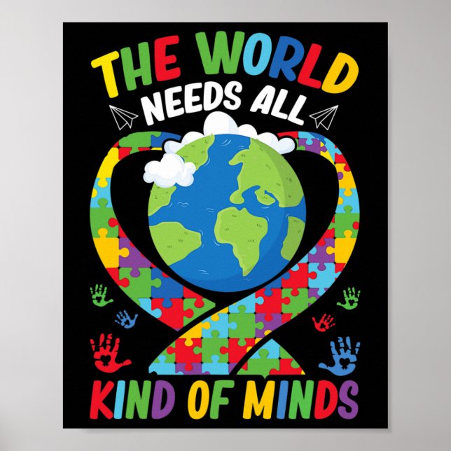 The World Needs All Kinds Of Minds Neurodiversity  Poster (Front)