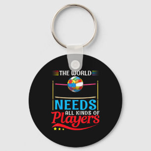 The world needs kinds of players volleyball autism key ring