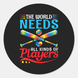 The world needs kinds players baseball autism classic round sticker