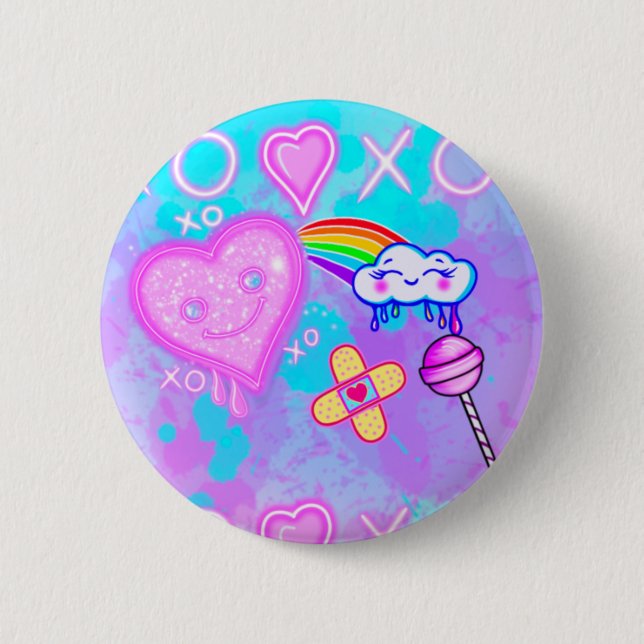 “The World of Cutie Pie Kawaii” Button pin (Front)