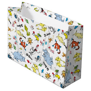 The World of Dr. Seuss Pattern Large Gift Bag