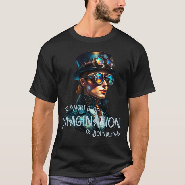 The World of Imagination is Boundless Steampunk T-Shirt (Front)