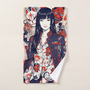 The World of Yokai - Foxes, Hannya Masks- Hand Towel