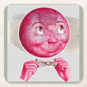 The World on His Mind Square Paper Coaster