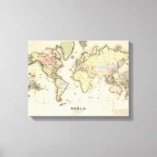 The World on Mercator's Projection 1840 Canvas Print