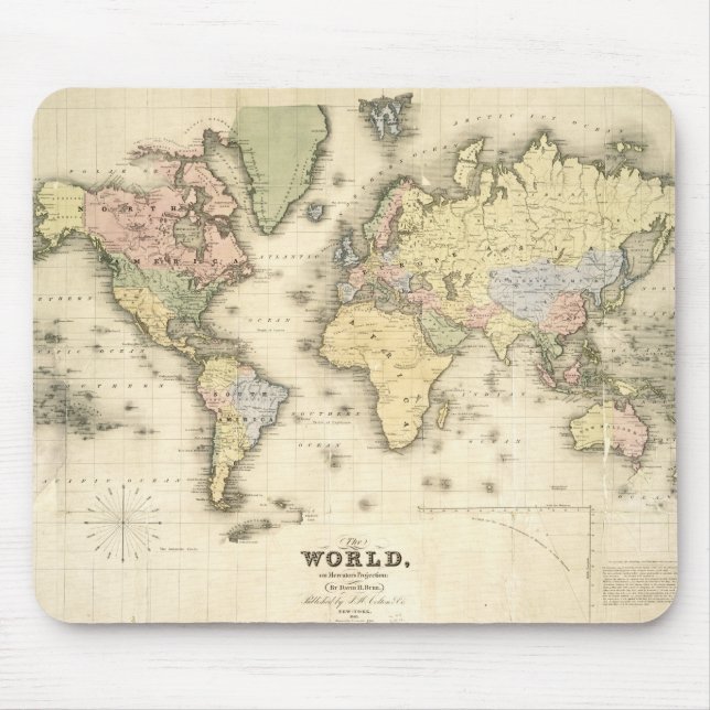 The World on Mercator's Projection | 1840 Mouse Mat (Front)