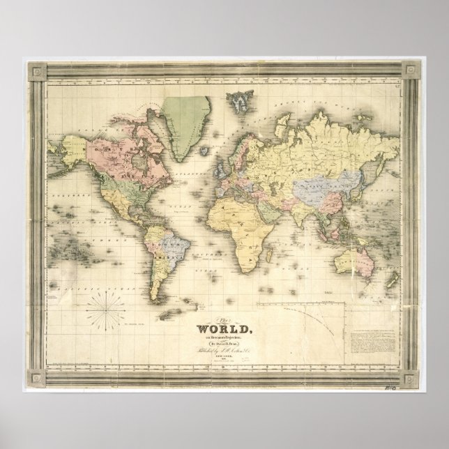 The World on Mercator's Projection | 1840 Poster (Front)