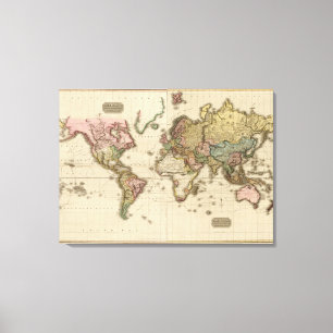 The World on Mercator's projection Canvas Print