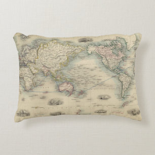 The World On Mercator's Projection Decorative Cushion