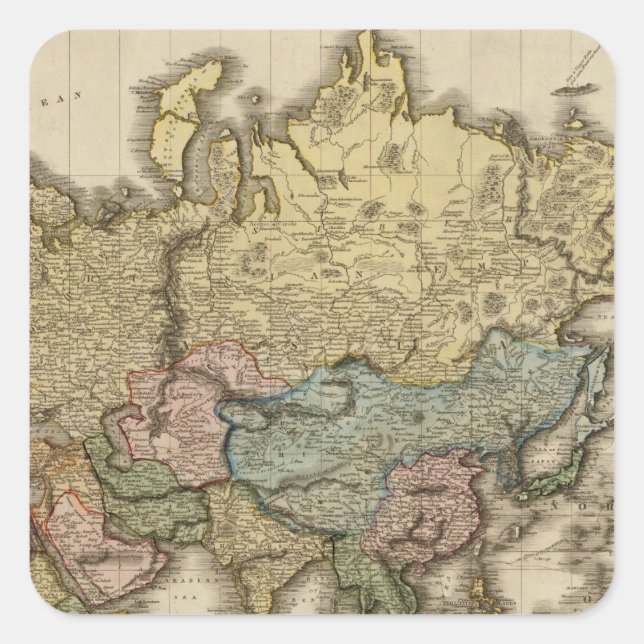 The World on Mercator's projection, eastern part Square Sticker (Front)