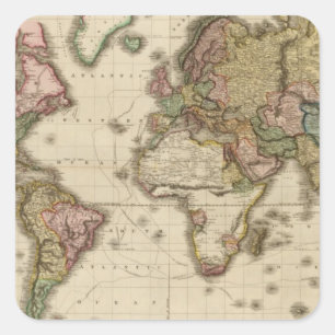The World on Mercator's projection Square Sticker
