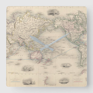 The World On Mercator's Projection Square Wall Clock