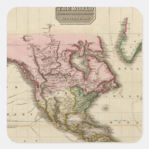 The World on Mercator's projection, western part Square Sticker