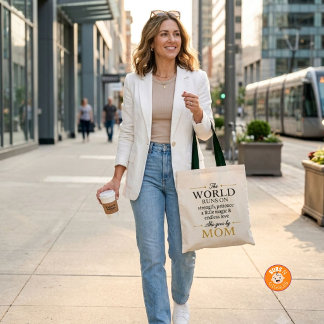 The World Runs On Love She Goes By Mum Black Handl Tote Bag