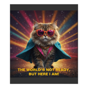The World’s Not Ready – Confident Cat Humour Desig Photo Print