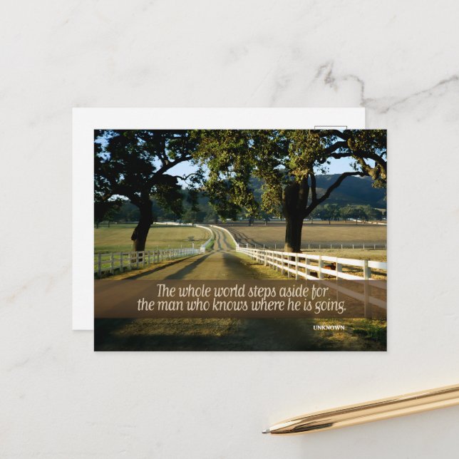 "The world steps aside" Inspirational Quote Postcard (Front/Back In Situ)