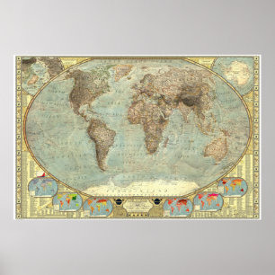 The World - Stereotypes Map Poster