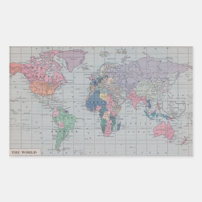 The World - Vintage Map Stickers (Front)