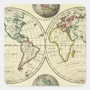 The World with continental boundaries Square Sticker