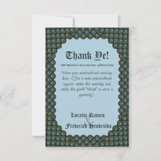 The World's A Stage Blue Scale Mediaeval Thank You Card