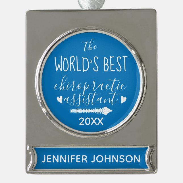 The World's Best Chiropractic Assistant Silver Plated Banner Ornament (Front)