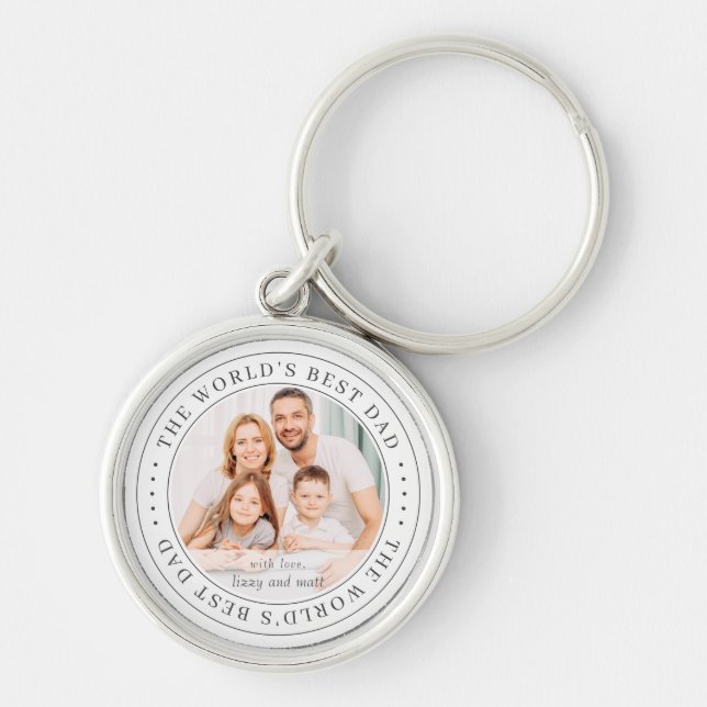 The World's Best Dad Classic Simple Photo Key Ring (Front)