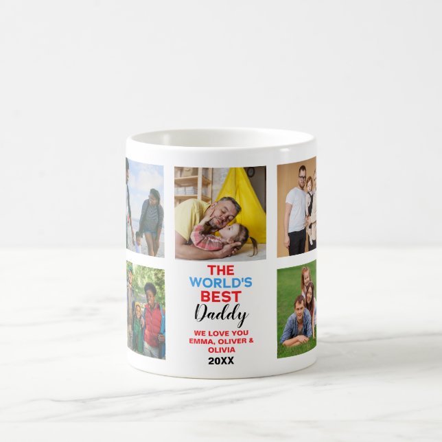 The World's Best Daddy, Custom Dad 9 Photo Collage Coffee Mug (Center)