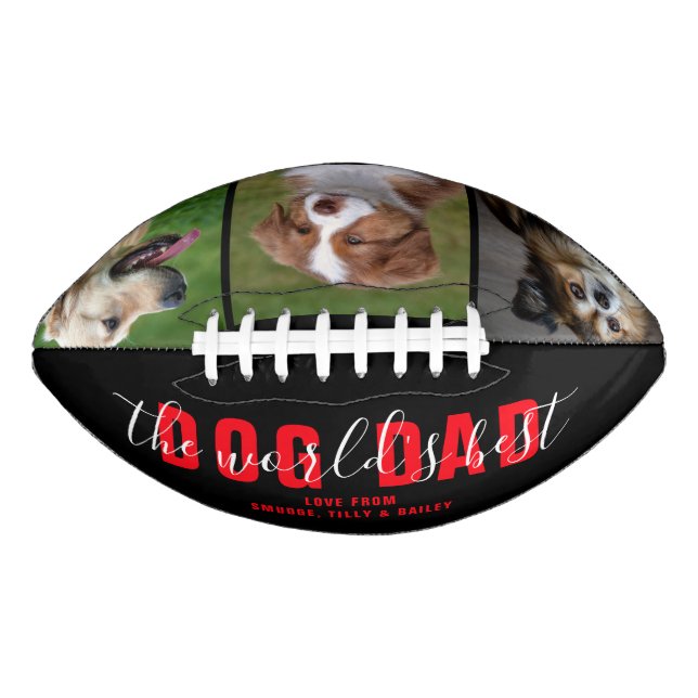 The World's Best DOG DAD Custom Pet Photo American Football (Front)