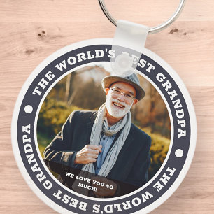 The World's Best Grandpa Modern Custom Photo Key Ring