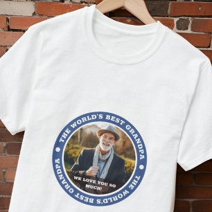 The World's Best Grandpa Modern Custom Photo T-Shirt