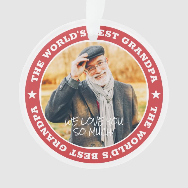 The World's Best Grandpa Modern Star Custom Photo Ornament (Front)