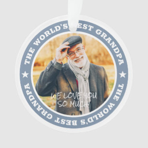 The World's Best Grandpa Modern Star Custom Photo Ornament