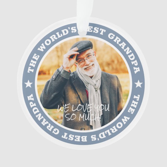 The World's Best Grandpa Modern Star Custom Photo Ornament (Front)