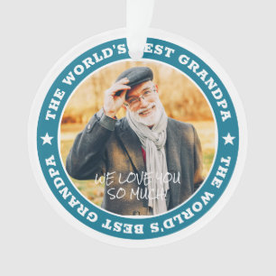 The World's Best Grandpa Modern Star Custom Photo Ornament