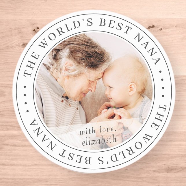 The World's Best Nana Classic Simple Photo Classic Round Sticker (Creator Uploaded)